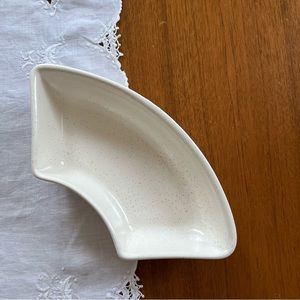 Vintage Curved Ceramic Dish in White